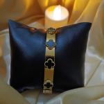 Black Clover Flower Gold Bangle Bracelet