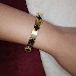 Black Clover Flower Gold Bangle Bracelet