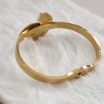 Crescent green Inlay With Gold Teardrop Shaped Element Bracelet