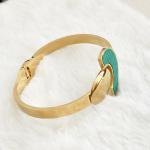 Crescent green Inlay With Gold Teardrop Shaped Element Bracelet