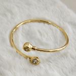 Korean Cuff Bracelet With Cubic Zirconia Accents On Each Ends