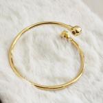 Korean Cuff Bracelet With Cubic Zirconia Accents On Each Ends