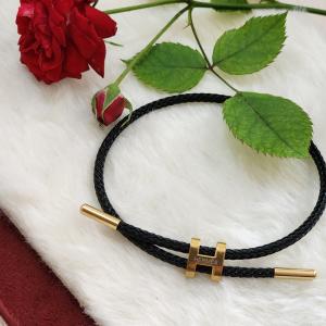 Unisex Hermès Black Collier de Chien With Iconic H In Gold
