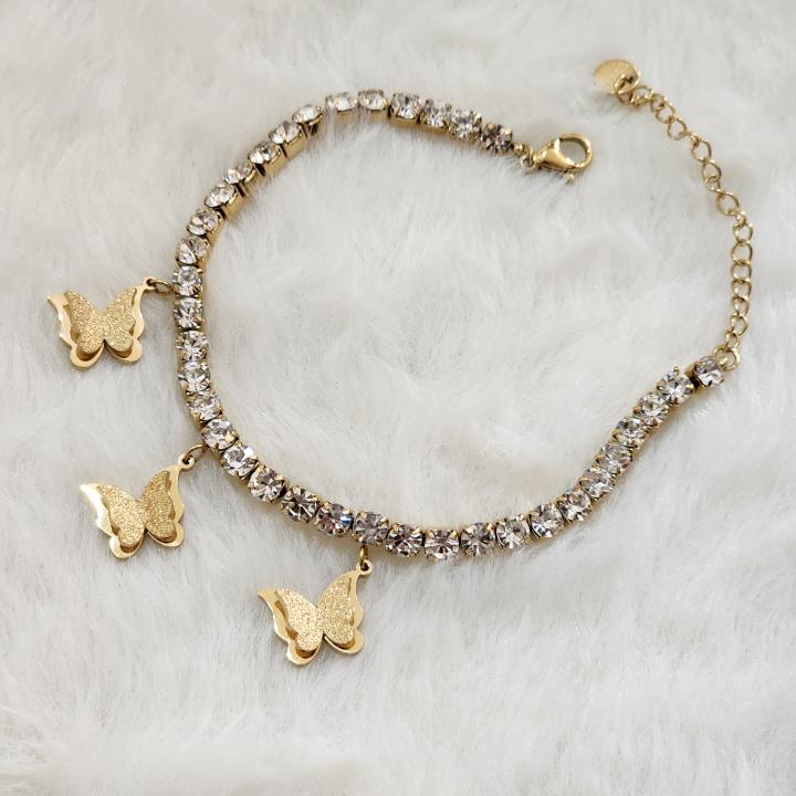 Butterflies & Rhinestones Anklet/Bracelet