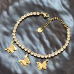 Butterflies & Rhinestones Anklet/Bracelet
