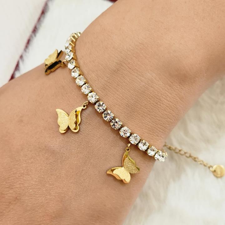 Butterflies & Rhinestones Anklet/Bracelet