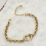 Thick Gold Chain With Heart On Top Bracelet