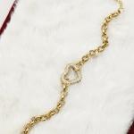 Thick Gold Chain With Heart On Top Bracelet