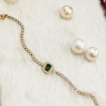 Green Emerald With White Crystals Bracelet