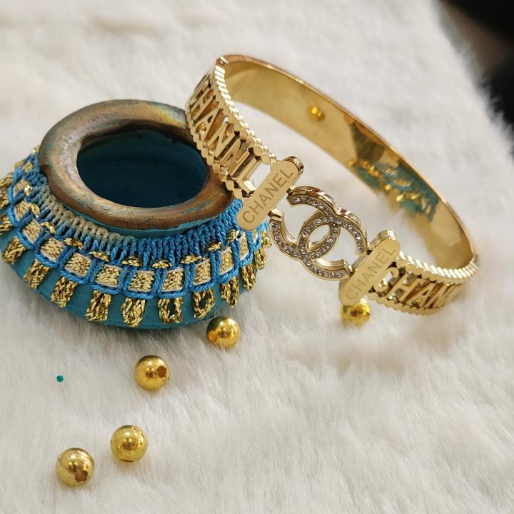 Iconic Chanel Engraved Bangle Bracelet