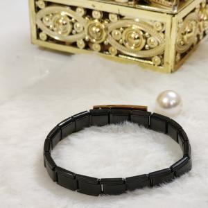 Unisex Black Ceramic Chain With Gold Plated Top Cuff Band