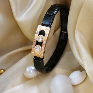 Unisex Black Ceramic Chain With Gold Plated Top Cuff Band
