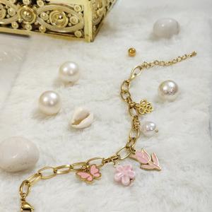 Designer Multi Charms Gold Chain Bracelet