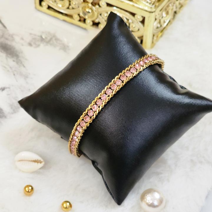 Pink Stones Chained Bracelet