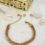 Pink Stones Chained Bracelet