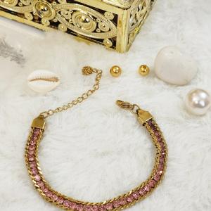 Pink Stones Chained Bracelet