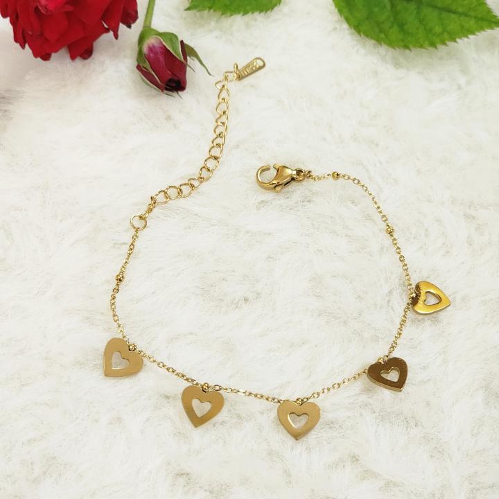 Heart Strings Gold Chain Bracelet