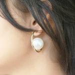 Lustrous Pearl Arc Earrings