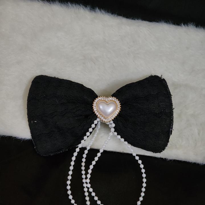 Celeste Bow Clip - Noir Elegance