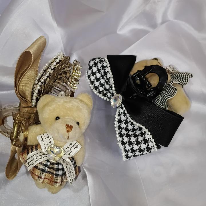 Monochrome Teddy Chic Clutcher – Black & White Edition