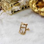 Organic Frame Gold Textured Ring with Oval Crystal