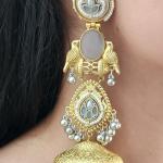 Royal Mayura Kundan Jhumka Earrings