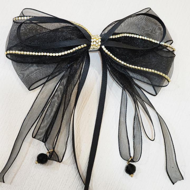 Celestial Noir Bow Hair Clip