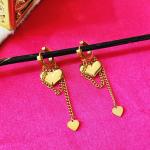 Eternal Duo Heart Gold-Plated Dangling Earrings