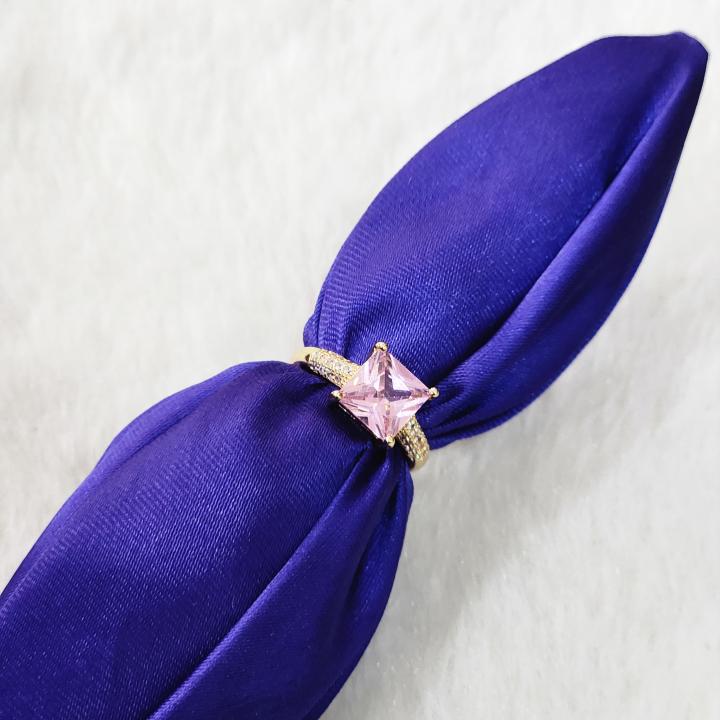 Pink Square-Cut Diamond Gold Ring