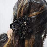 Midnight Bloom Crystal Hair Clutcher