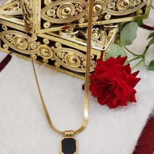 Unisex “Noir Empress” Gold-Plated Pendant Necklace