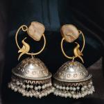 Peacock Grace Pearl Jhumka Earrings