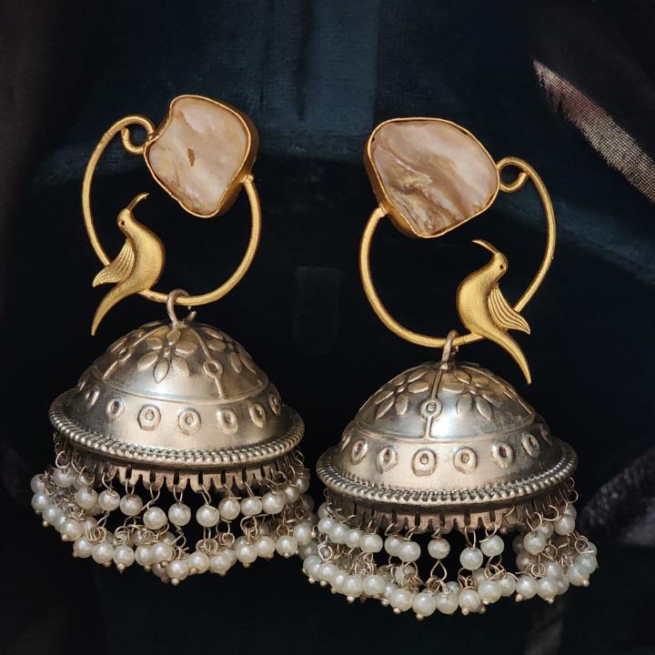 Peacock Grace Pearl Jhumka Earrings