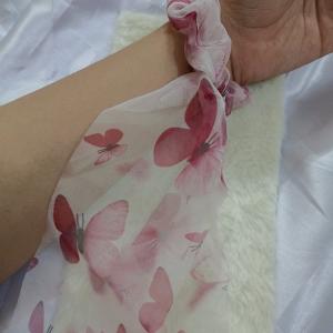 Crimson Bloom – Luxe Aabhushan Butterfly Chiffon Scrunchie