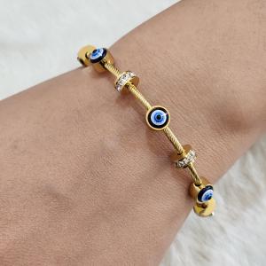 “Aurelia Evil Eye” Gold Cable Charm Bracelet