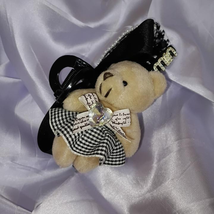 Monochrome Teddy Chic Clutcher – Black & White Edition