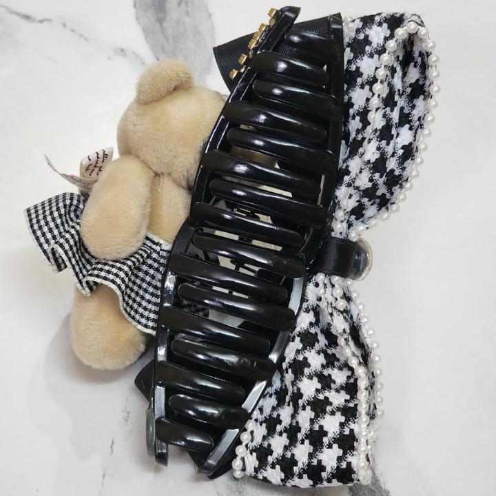 Monochrome Teddy Chic Clutcher – Black & White Edition