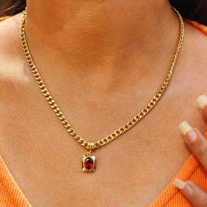 Regalia Garnet Bold-Link Necklace
