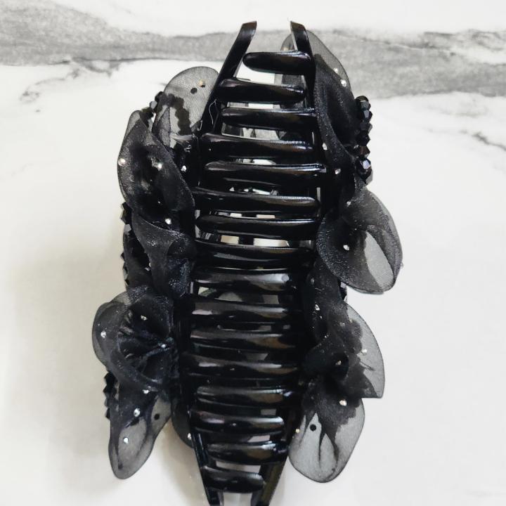 Midnight Bloom Crystal Hair Clutcher