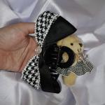 Monochrome Teddy Chic Clutcher – Black & White Edition