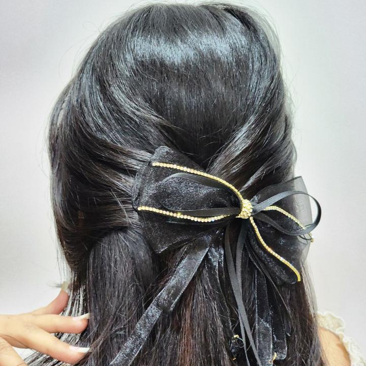Celestial Noir Bow Hair Clip
