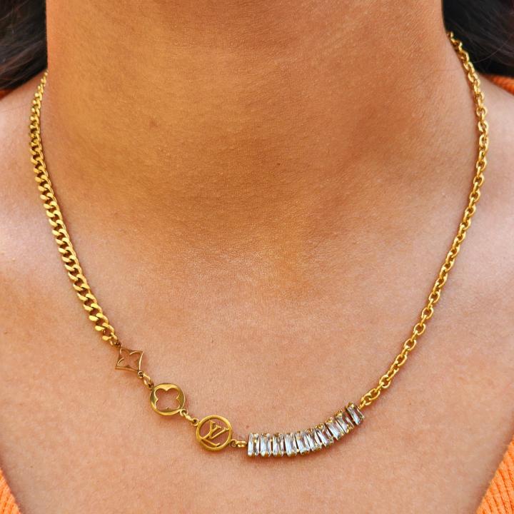 LV Muse Gold-Plated Emblem Necklace