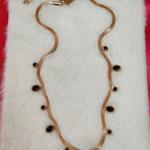 Midnight Grace Gold-Plated Necklace with Black Stone Charms