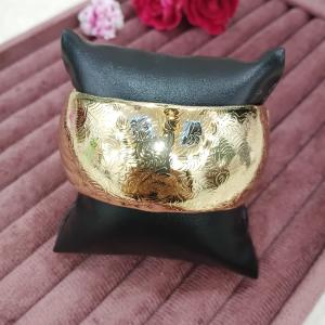 Meher Gold-Etched Dome Cuff Bracelet