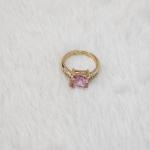 Pink Square-Cut Diamond Gold Ring