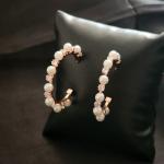 Rose Gold Diamond & Pearls Hoops
