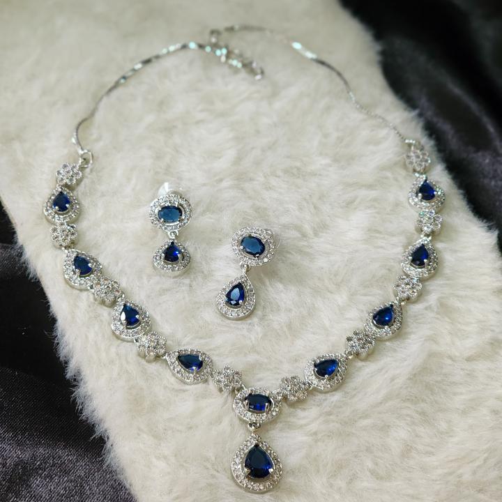 Noir Royale Blue AD Necklace Set