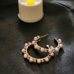 Rose Gold Diamond & Pearls Hoops