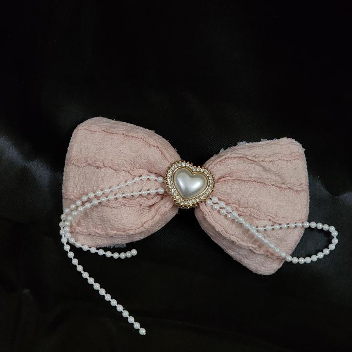 Celeste Bow Clip - Blush Pink Grace