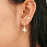 Snowflake Designed Earrings Embellished With Amarican Diamond Gemstones ( Set Of 3 )